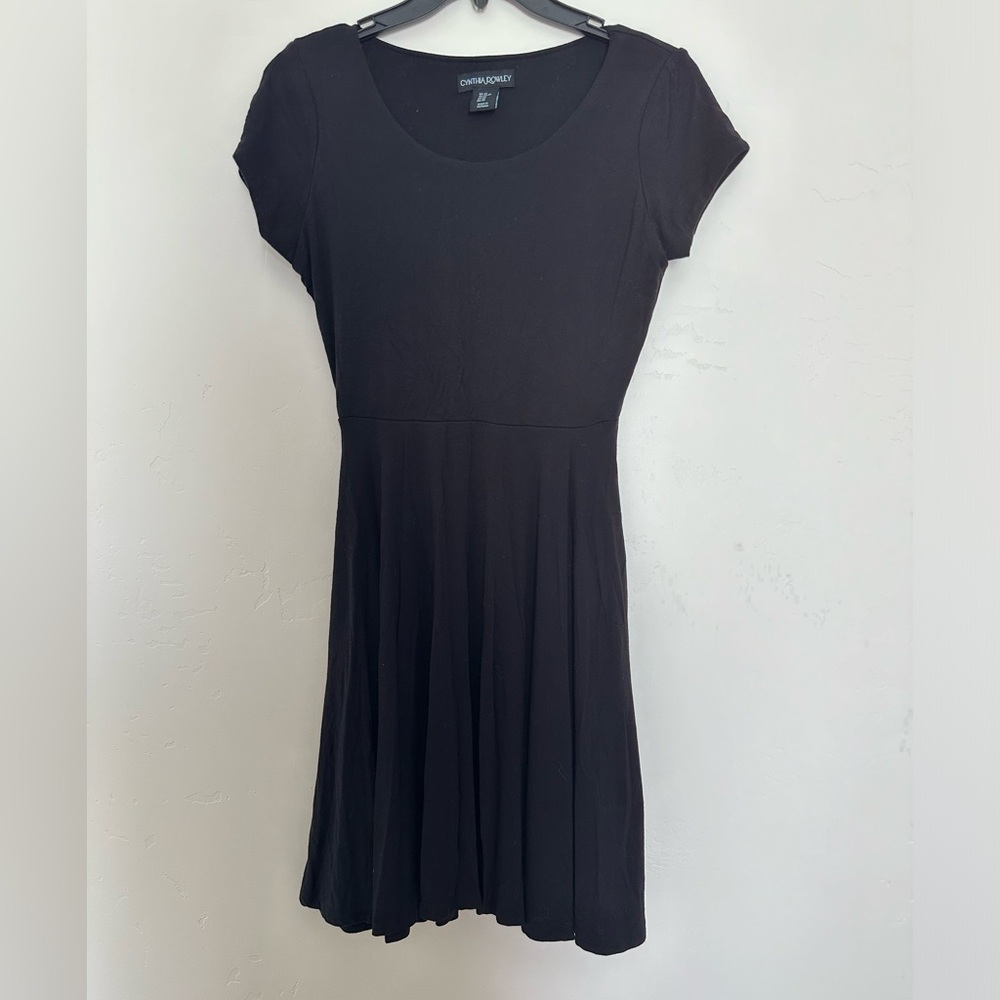 CYNTHIA ROWLEY mini black dress with pockets size XS